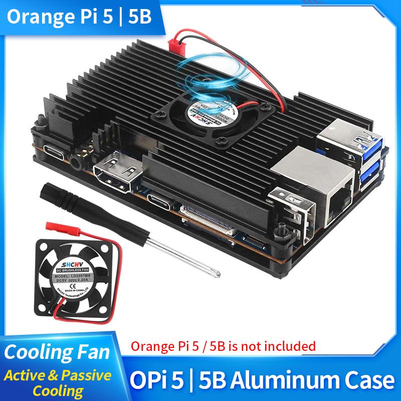 Vỏ hợp kim nhôm màu cam Pi 5 Active