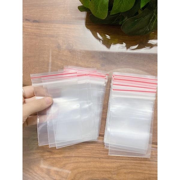 ️100g Túi Zip Trong Chỉ Đỏ To Size 14cm x 9cm