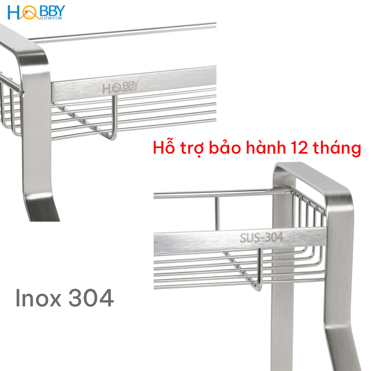 Kệ để gia vị chai lọ nhà bếp 3 tầng inox 304 Hobby home decor GV4