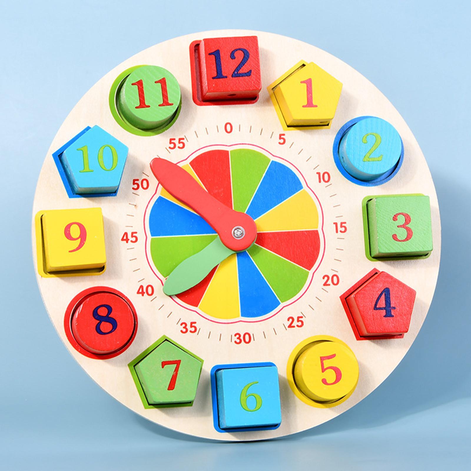 Montessori Wooden Clock Toys Wooden Lacing Threading Toys for Baby Boys