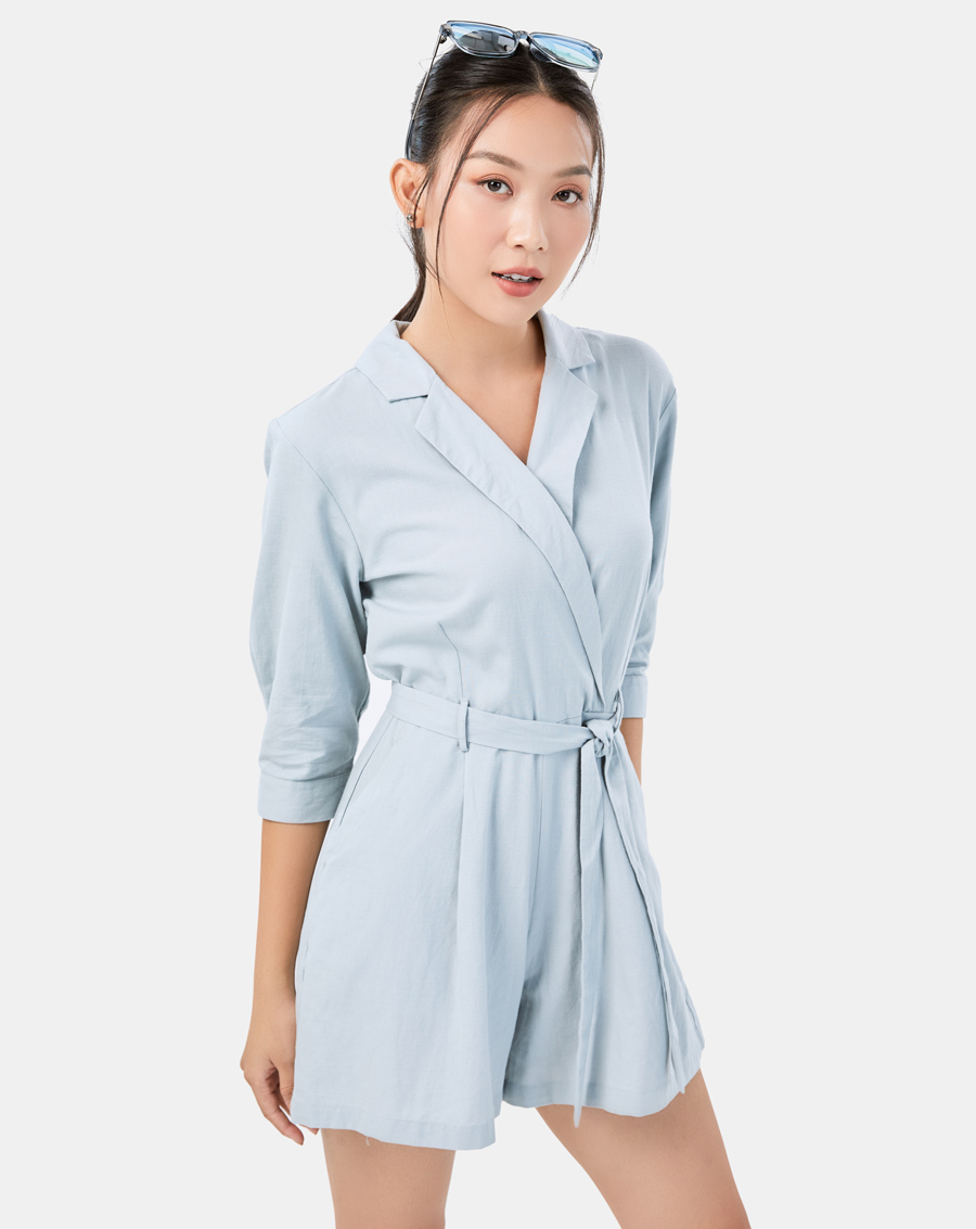 Jumsuit Nữ Thời Trang JUNO Cổ Sơ Mi Linen Ngắn JNJUM005