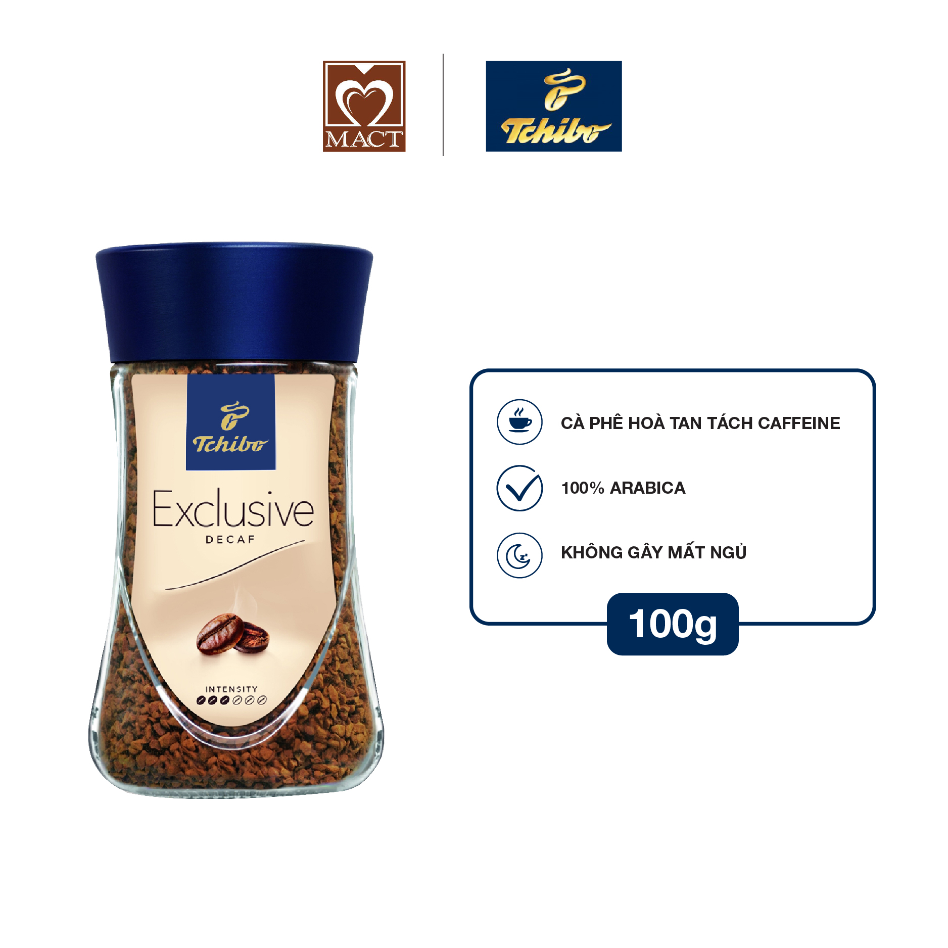 Cà Phê Hòa Tan Tách Caffein Tchibo Exclusive Decaf T100D (100g)