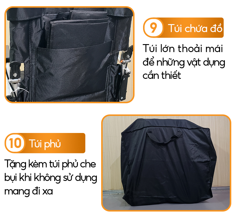 Xe lăn khung nhôm NIKITA, Trọng lượng nhẹ, kích thước xếp gọn siêu nhỏ, có quai xách để xách tay - NIKITA BH 12T