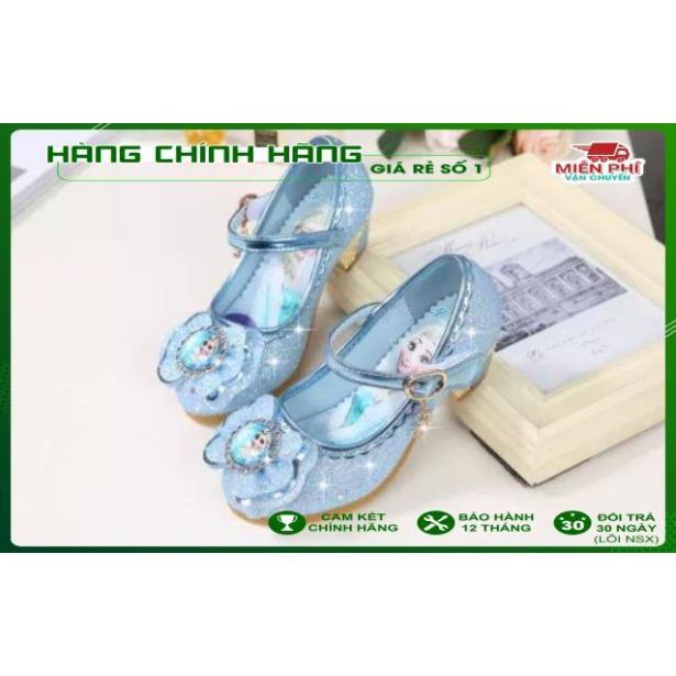 Giầy Công Chúa Cao Cấp Elsa Cao Gót Đính Kim Tuyến Mềm Êm Mũi Tròn Lấp Lánh Mẫu Mới 2021
