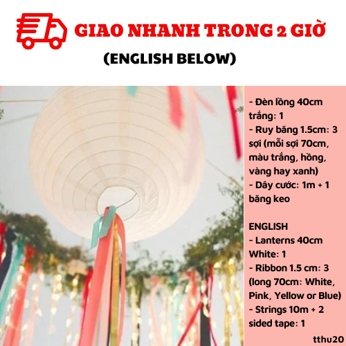 Lồng đèn trang trí trung thu màu trắng tthu20