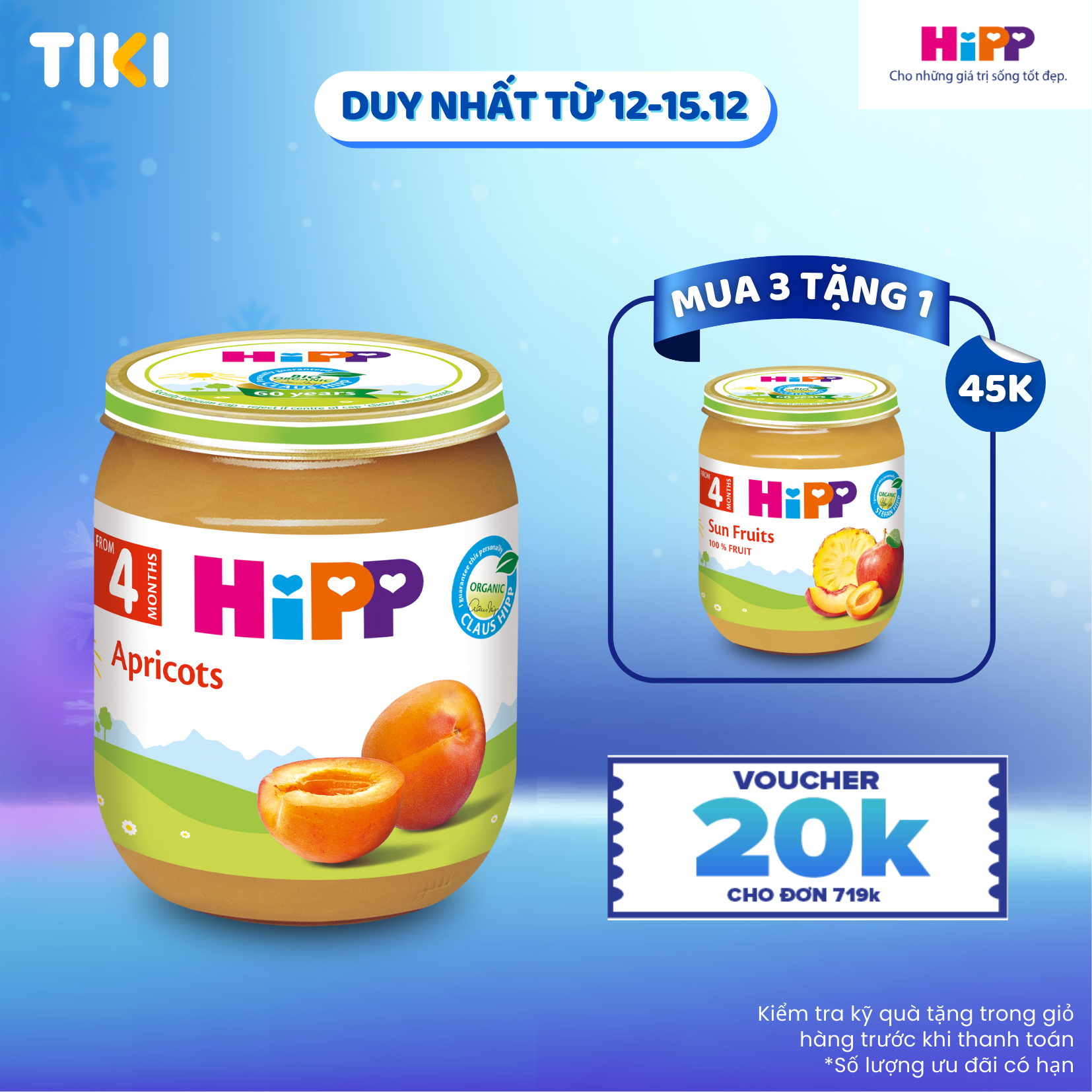 Dinh dưỡng đóng lọ ăn dặm Mơ tây HiPP Organic 125g