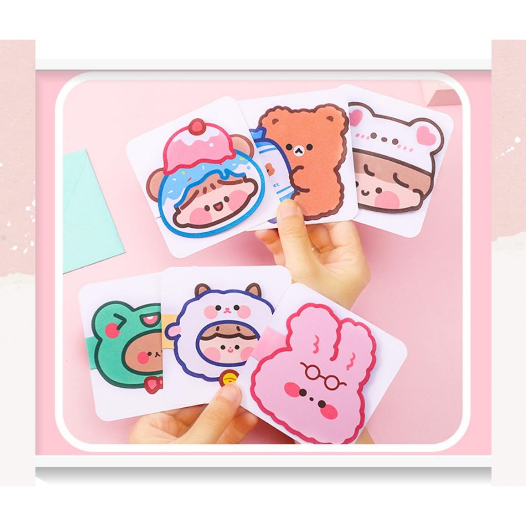 Thiệp cute Kích thước 9.3 CM| Classy chúc mừng 20-11, Sinh Nhật, Lễ lạt, Cảm Ơn , Tình Yêu in hình hoạt hình Q941