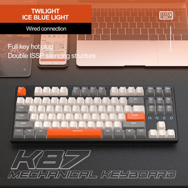 Bàn Phím Cơ không dây Bluetooth K87 Led RGB Gaming cho máy tính