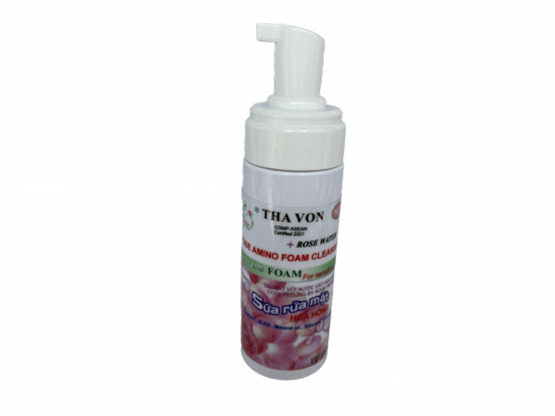 Sữa Rửa Mặt Amino Hoa Hồng Tha Von 150 ml Giàu tinh chất hoa hồng , sữa rửa mặt tẩy nhẹ và sâu , giúp da tươi khõe và sáng  rực rỡ , làm mờ vết nám , se khít lỗ chân lông . Phù hợp cho da nhạy cảm
