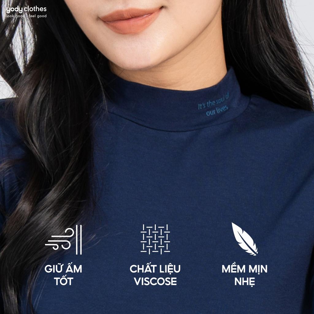 Áo giữ nhiệt nữ cổ lo 3 cm YODY vải viscose co giãn, giữ ấm tốt phom basic ATN5104