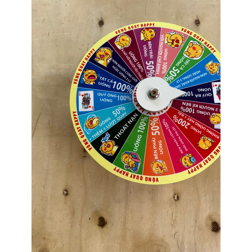 Vòng quay Lucky ( Ăn nhậu khủng long - 16 ô viền vàng - Đường kính 25cm x 6cm)