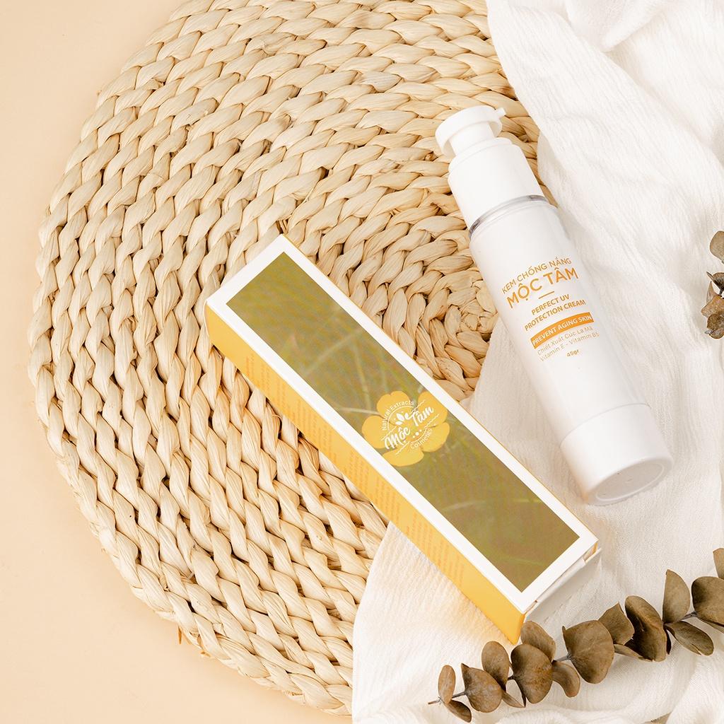 Kem Chống Nắng Mộc Tâm SPF50 PA+++ 45g - Ngăn Chặn Tia UV, Dưỡng Ẩm, Ngừa Lão Hóa