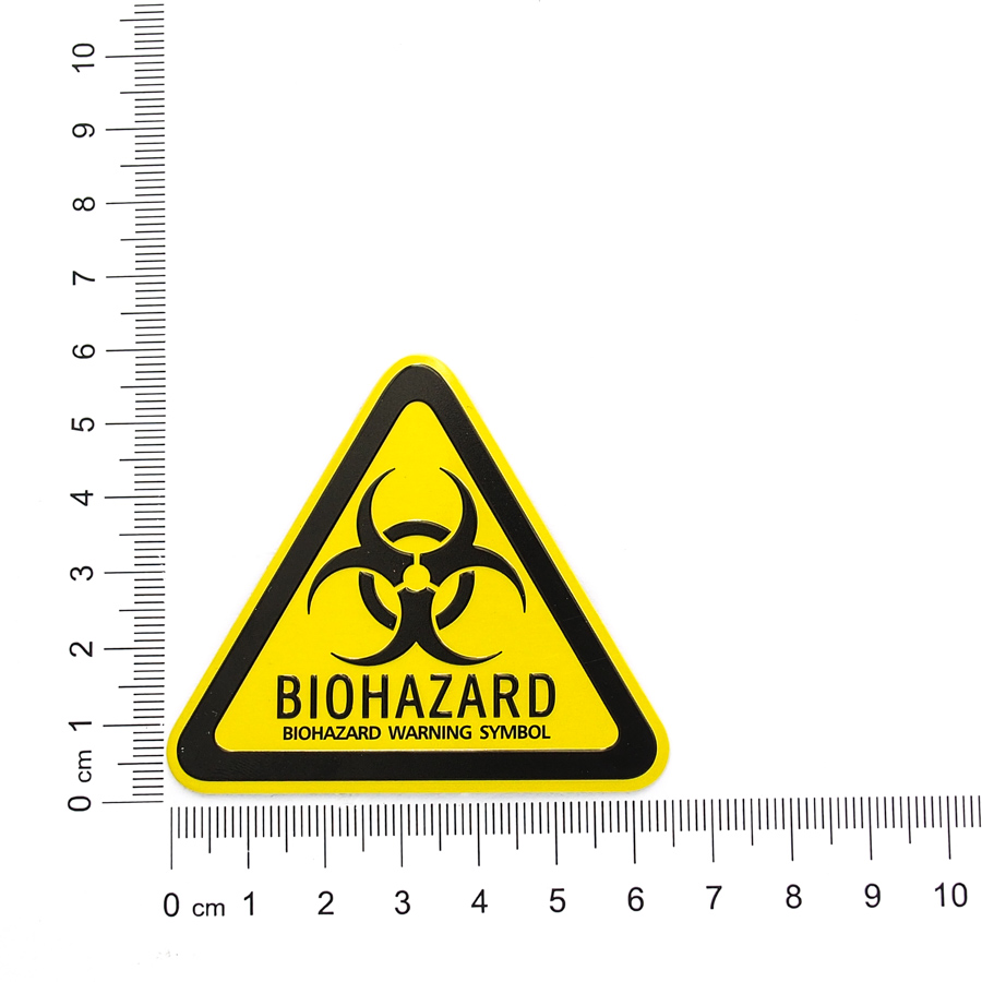 Biohazard Zombie tam giác vàng - Sticker hình dán metal kim loại