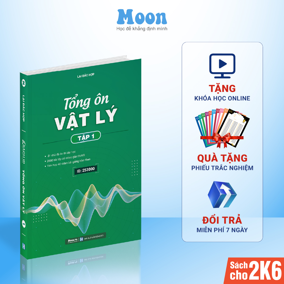 Sách ID Tổng ôn vật lý lớp 12 luyện thi kiến thức ôn thi thpt quốc gia bản mới nhất Moonbook