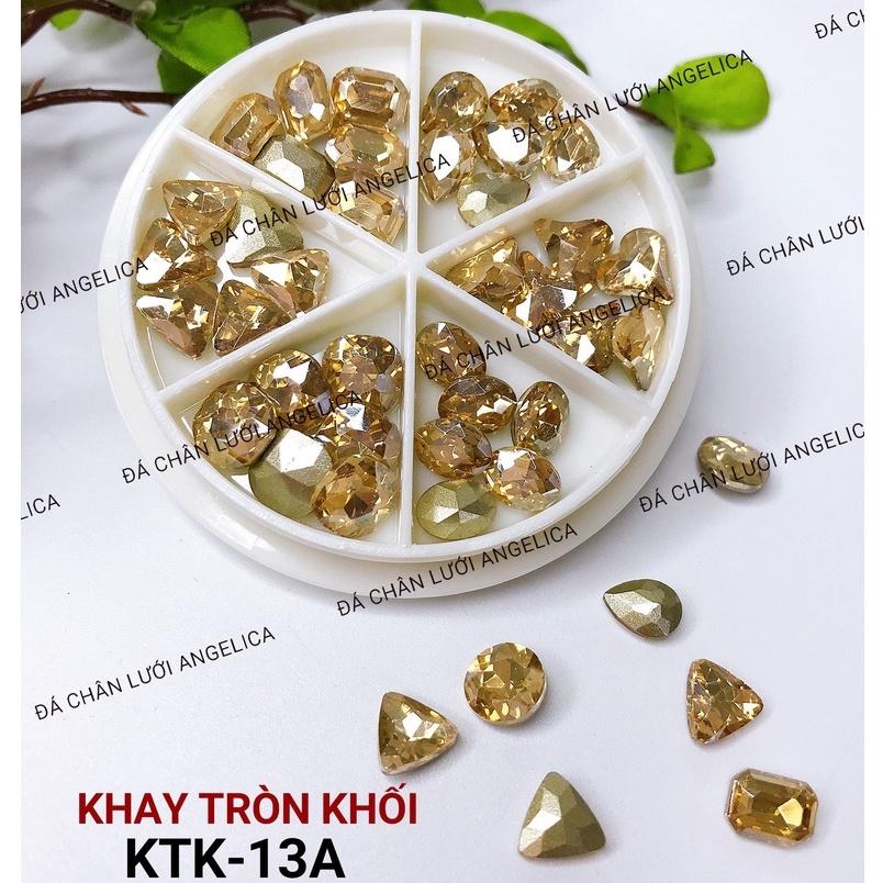 Đá Khối Khay Tròn Mix Hình Trang Trí Móng ANGELICA KTK 36 Viên