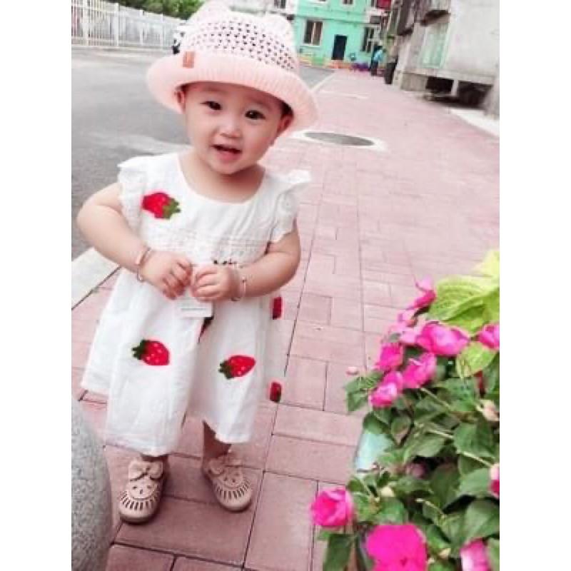 Đầm Dâu Cao Cấp Loại 1 (Không Phải Loại 2), 100% Cotton, Chất Siêu Mềm Siêu Mát cho bé gái, sơ sinh Zenbaby