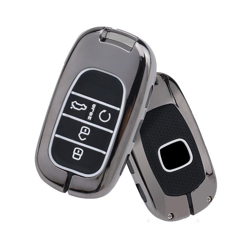 Ốp kim loại Honda City 4 nút -2022 loại mới-Bảo vệ ốp khóa chất liệu hợp kim