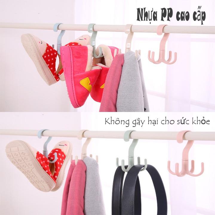 Combo 2 Móc Nhựa 4 Chấu Xoay 360 Độ Treo Đồ , Giày Dép , Quần Áo , Túi Xách , Nón .. Đa Năng Tiện Dụng