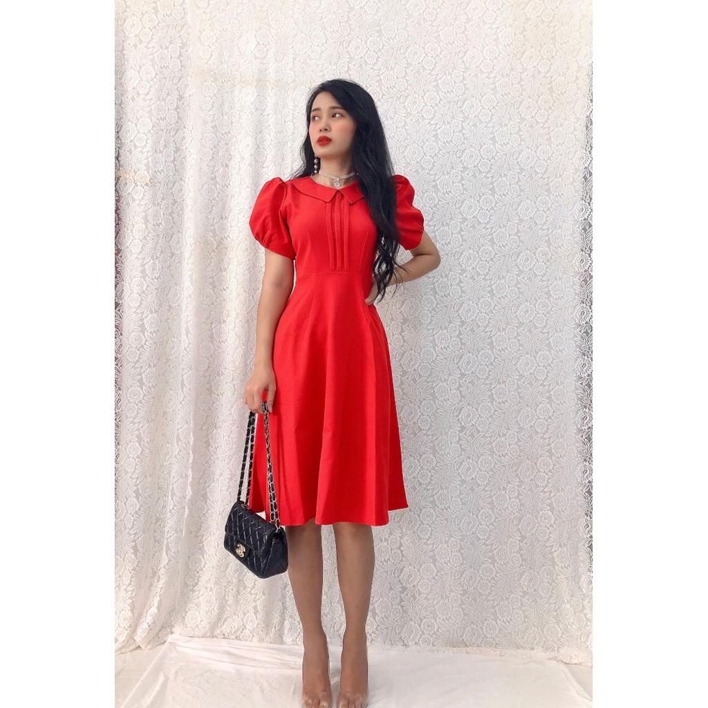 Đầm xòe dự tiệc cổ sen