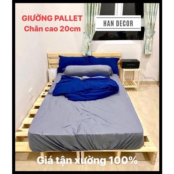 GIƯỜNG PALLET CHÂN CAO 20CM CÓ ĐẦU GIƯỜNG GIÁ RẺ