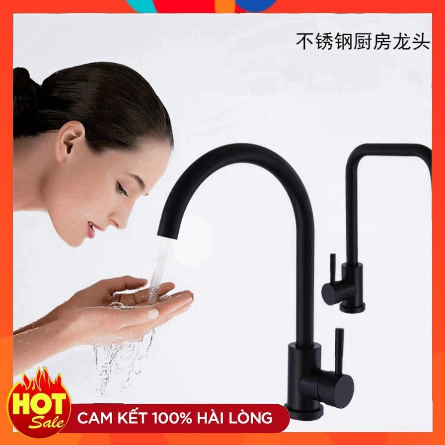 Vòi rửa bát, chén nóng lạnh inox 304 cao cấp màu đen VRB23