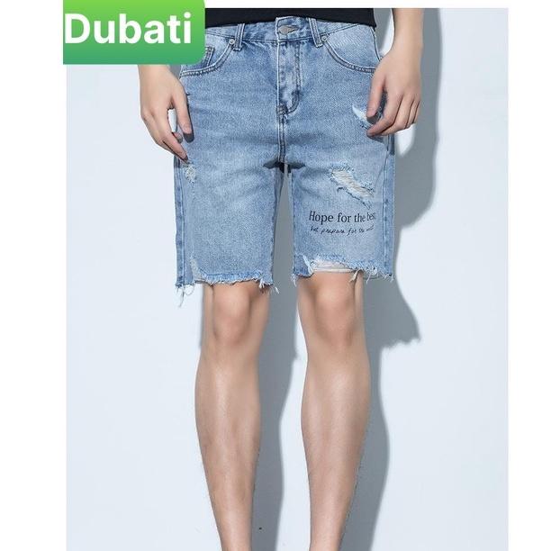 QUẦN SỌT SHORT LỬNG JEAN NAM CHẤT BÒ XANH THÊU CHỮ HÀN QUỐC PHONG CÁCH SÀNH ĐIỆU- DB-2009- DUBATI FASHION