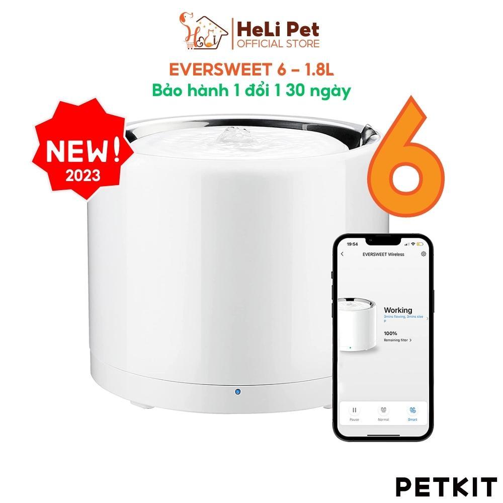 Máy lọc nước cho mèo PETKIT Eversweet 6 chất liệu Inox 304 và nhựa ABS sử dụng bơm không dây thế hệ 6 - HeLiPet