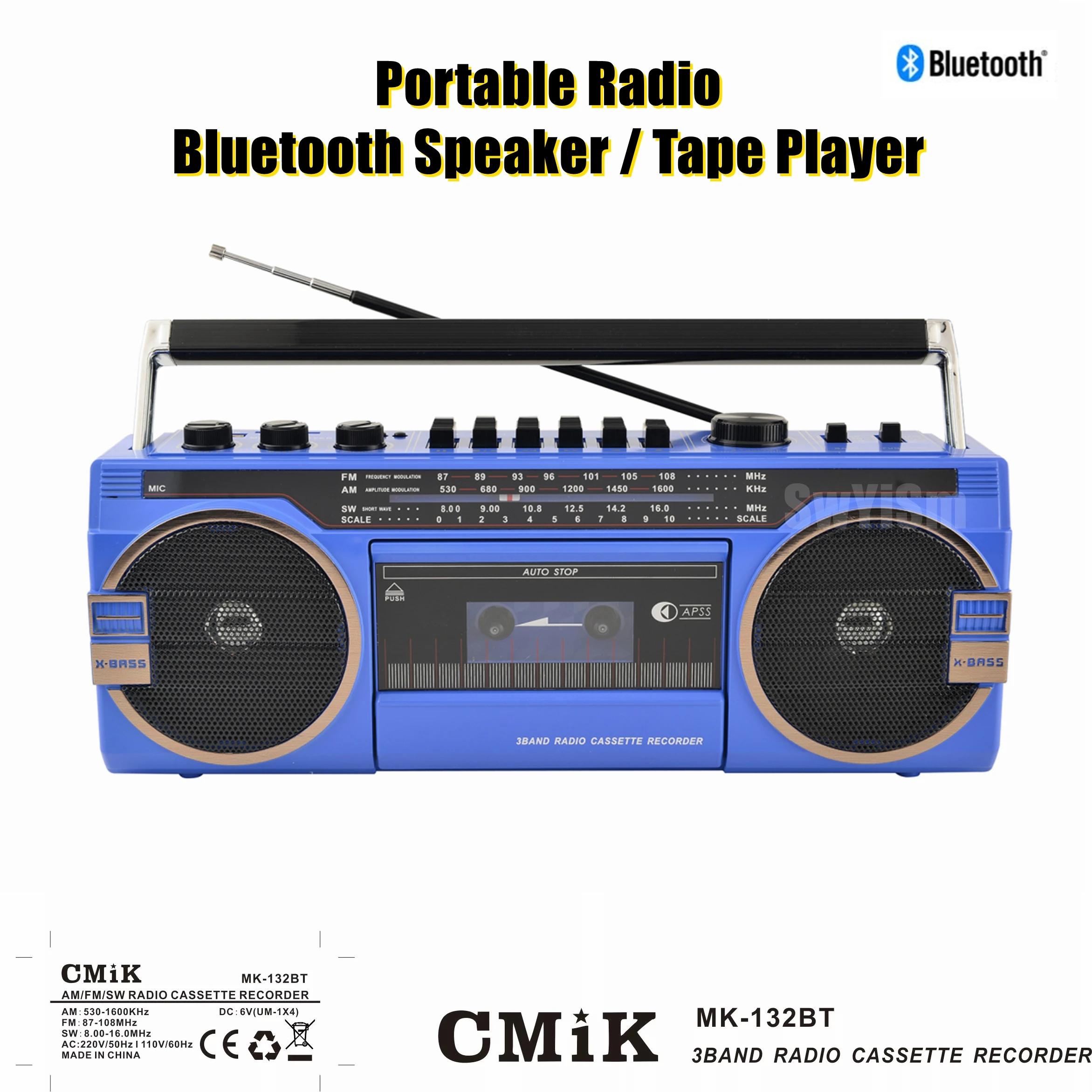 Máy phát băng cassette kiểu cũ đa chức năng Retro Outdoor Portable Wireless Loa AM/FM/SW Full Band Radio Color: Red