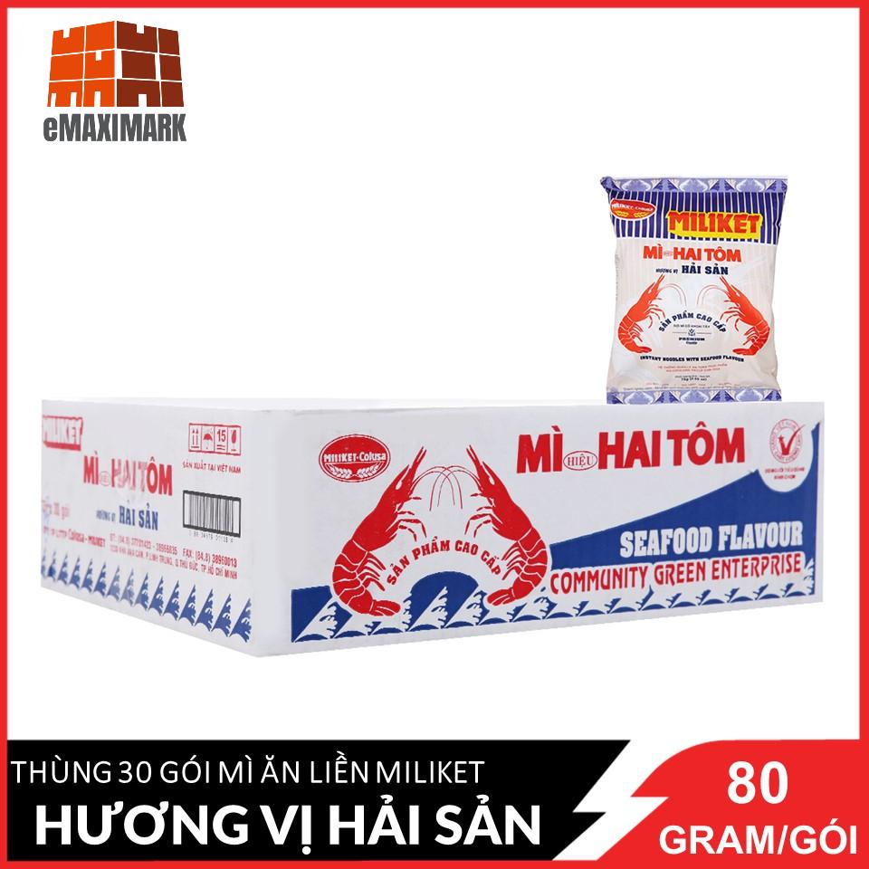 Mì ăn liền Miliket Hai tôm hương vị hải sản 75gX30