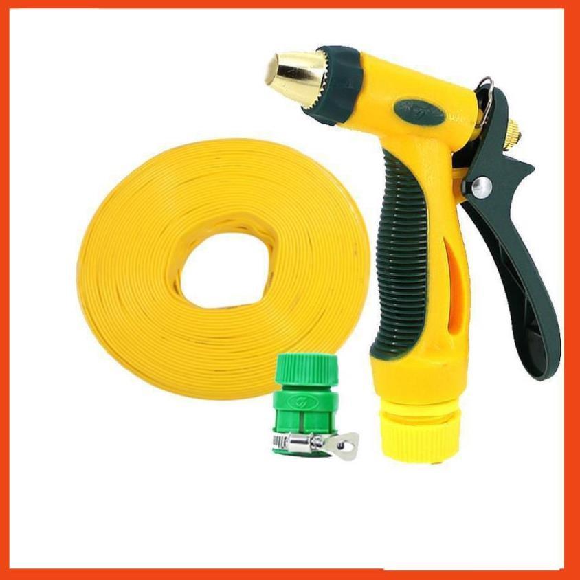 Bộ dây vòi xịt nước rửa xe,tưới cây tăng áp 3 lần 7-10M( nối nhựa xanh) 206317