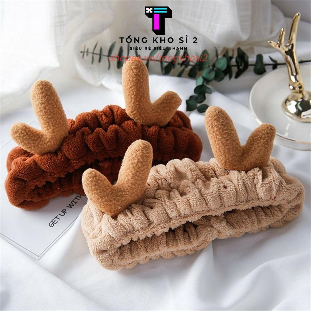 Băng đô turban sừng hươu 3D cài tóc vải bông dày dặn