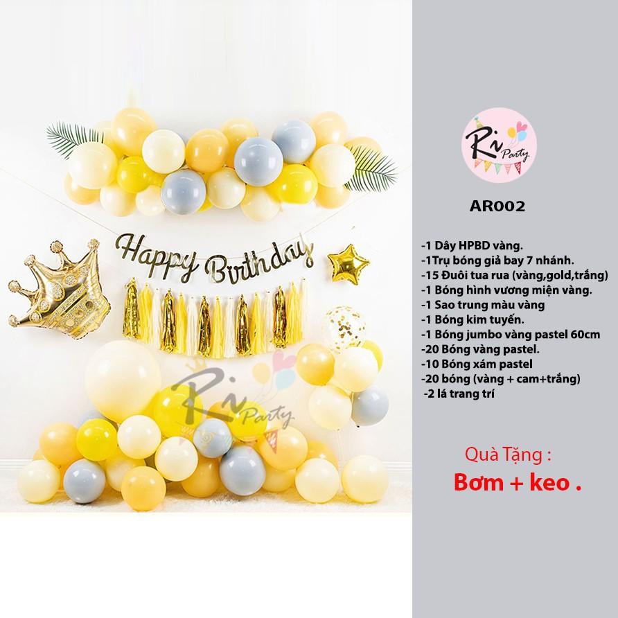 Bóng trang trí sinh nhật Happy Birthday tông Vàng