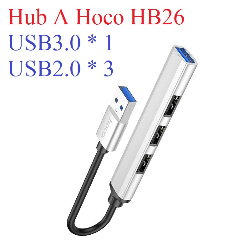 Hub / bộ chuyển cổng USB 4 in 1 cho laptop Hoco HB26 - Hàng chính hãng