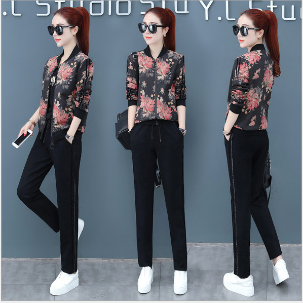 SET ÁO KHOÁC QUẦN DÀI THỂ THAO IN HOA ĐỎ 3D