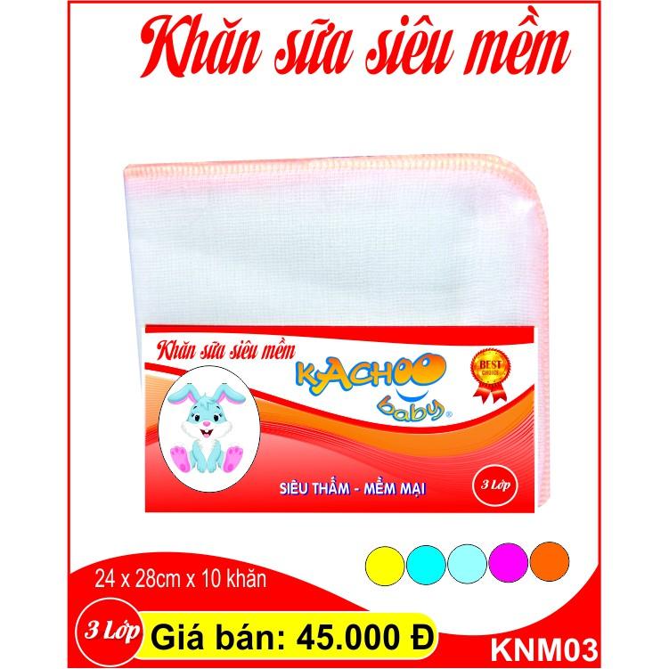 Khăn sữa siêu mềm KACHOOBABY bịch 3 lớp mềm mại thấm hút tốt, dùng để lau mặt, quàng cổ, thấm sữa