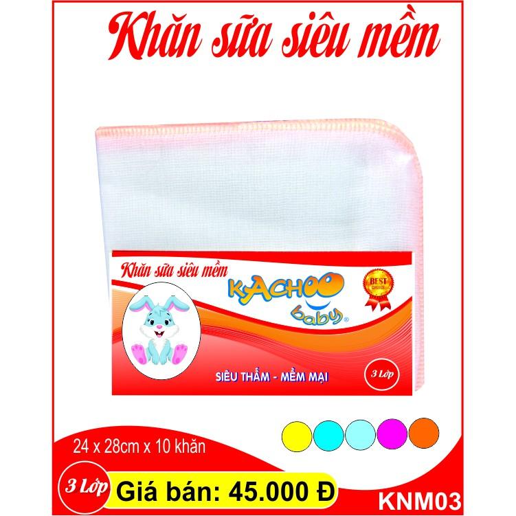 Khăn sữa siêu mềm KACHOOBABY bịch 3 lớp (24x28cm)mềm mại thấm hút tốt, dùng để lau mặt, quàng cổ, thấm sữa