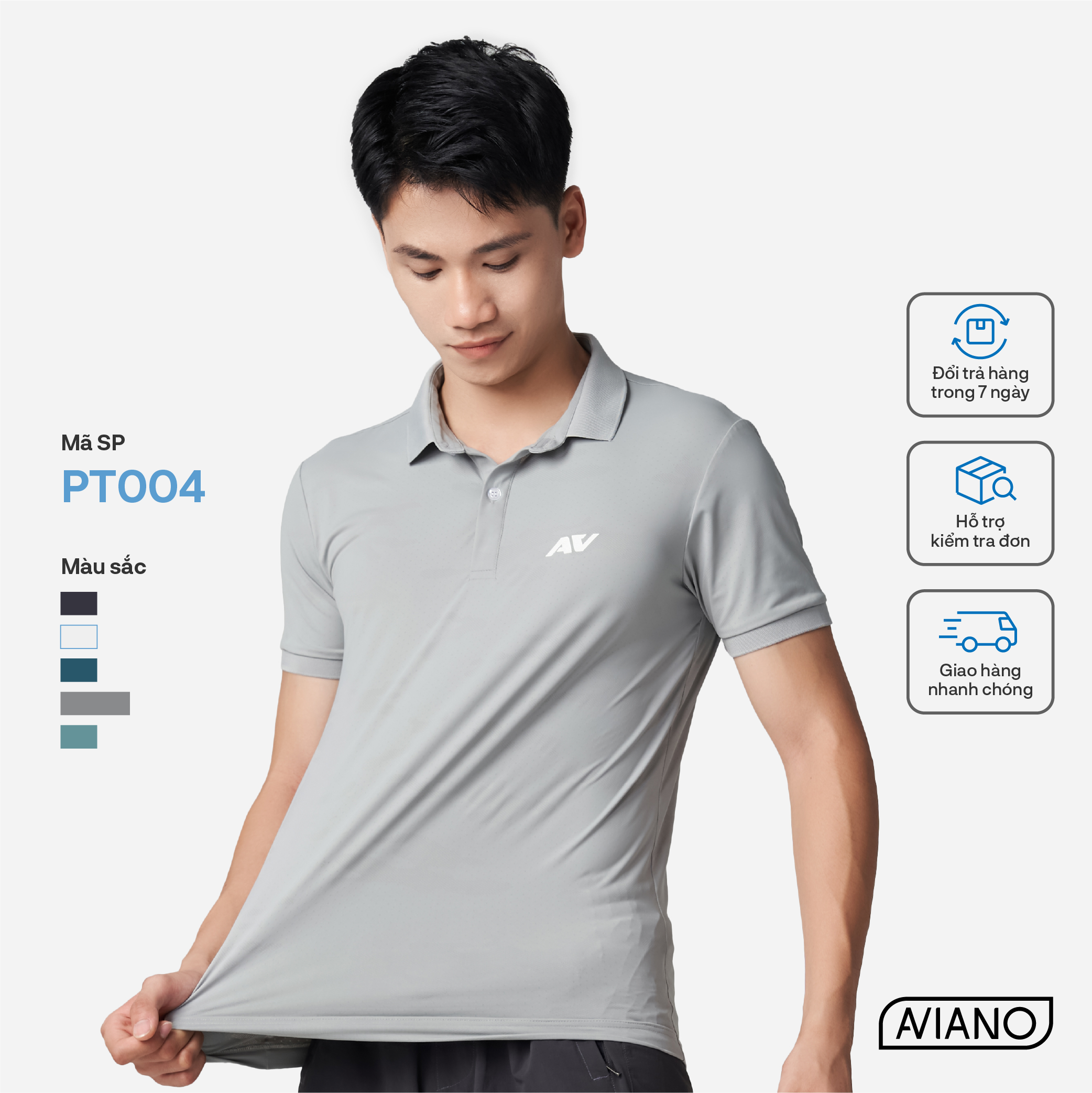 Áo Polo Thể Thao Nam Công Nghệ Microfiber Dryfit Siêu Mát AVIANO, Áo Polo Nam Chất Liệu Thoáng Khí, 5 Màu Basic