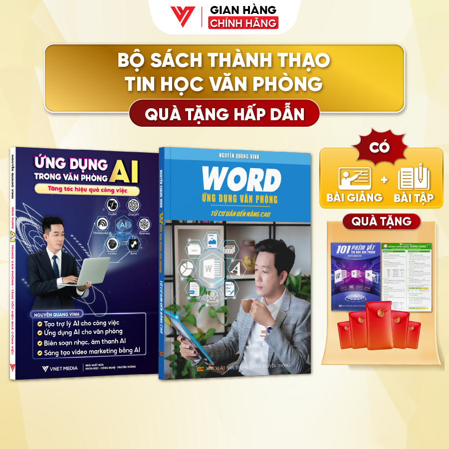 Combo 2 Sách Ứng Dụng AI Và Word - Ứng Dụng Văn Phòng Từ Cơ Bản Đến Nâng Cao - N1