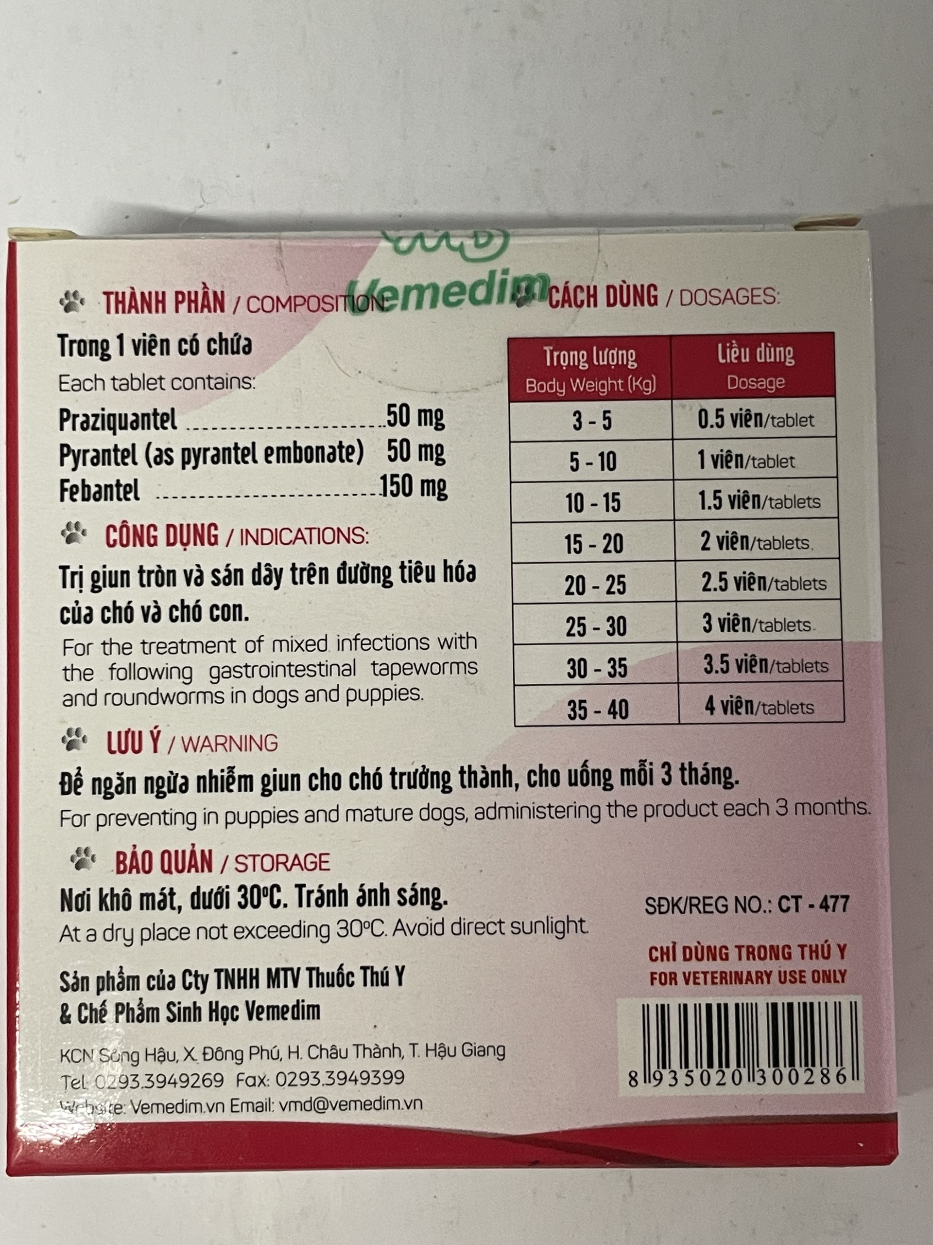 DEWORM - ĐẶC T.R.Ị GIUN TRÒN VÀ SÁN DÂY CHO CHÓ