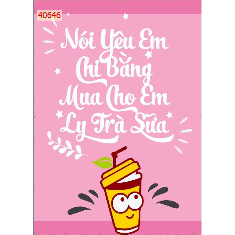 Combo 4 bức tranh 3D dán quán trà sữa có keo sẵn
