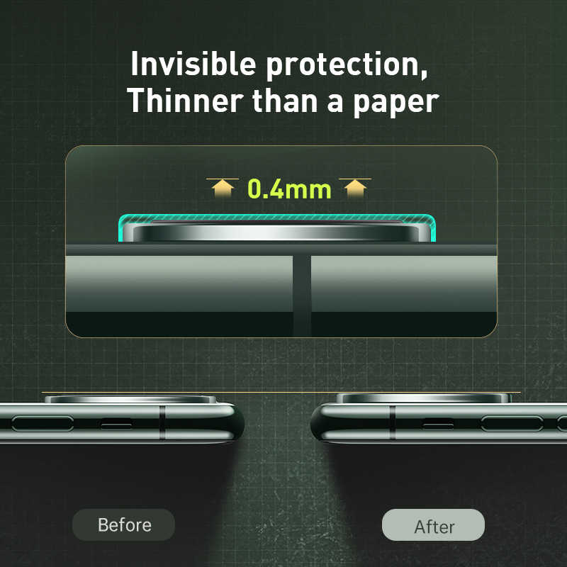 Bộ ốp viền kim loại tích hợp cường lực chống trầy Camera cho iPhone 11 6.1 inch hiệu Baseus Alloy Protection Ring Lens Film (độ cứng 9H, chống trầy, chống chụi & vân tay, bảo vệ toàn diện, mỏng 0.4mm) - Hàng nhập khẩu