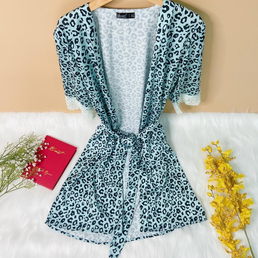 Set áo choàng kèm váy ngủ 2 dây gợi cảm VILADY - S109 kiểu tay dài phối ren bo gấu xinh Sexy chất liệu lụa Pháp cao cấp