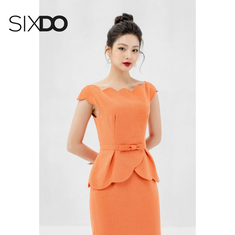 Đầm dáng ôm cổ sò midi SIXDO