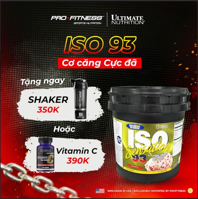 Whey Protein tăng cơ giảm mỡ Iso Sensation 93 5lbs Ultimate Nutrition - Whey Isolate tăng trưởng cơ nạc giảm mỡ