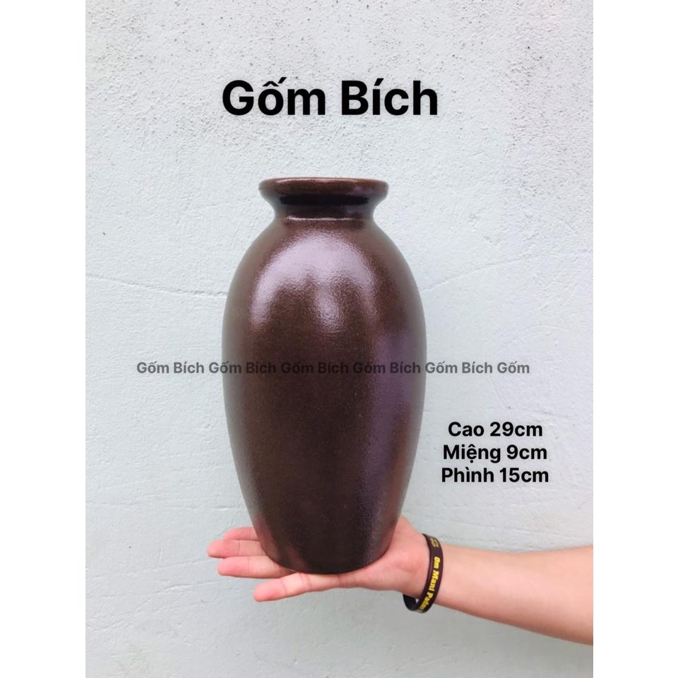 Bình Hoa Lọ Hoa Gốm Dáng Chai Trơn Cao 28cm Men Mộc Gốm Bát Tràng ...