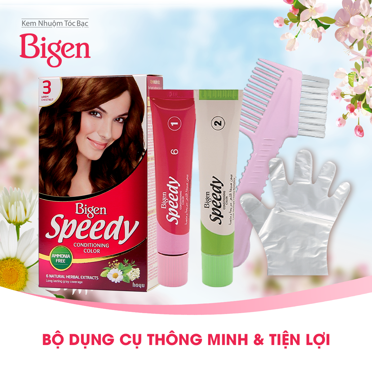 Thuốc nhuộm dưỡng tóc phủ bạc thảo dược Bigen Speedy Thương hiệu Nhật Bản 80ml dạng kem 