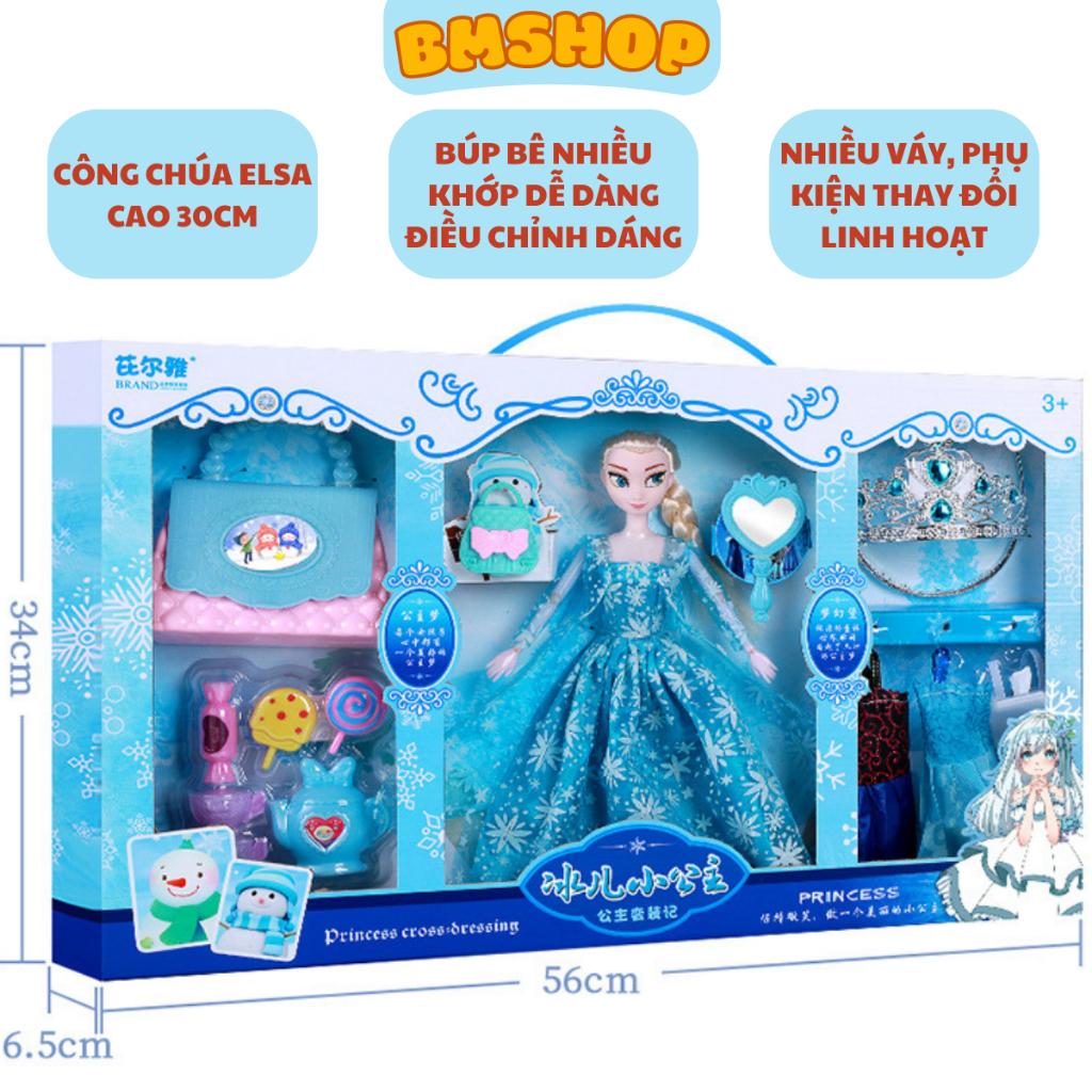 Búp bê Elsa, công chúa elsa tóc mây mẫu cao cấp gồm 3 bộ váy và phụ kiện đi kèm ))