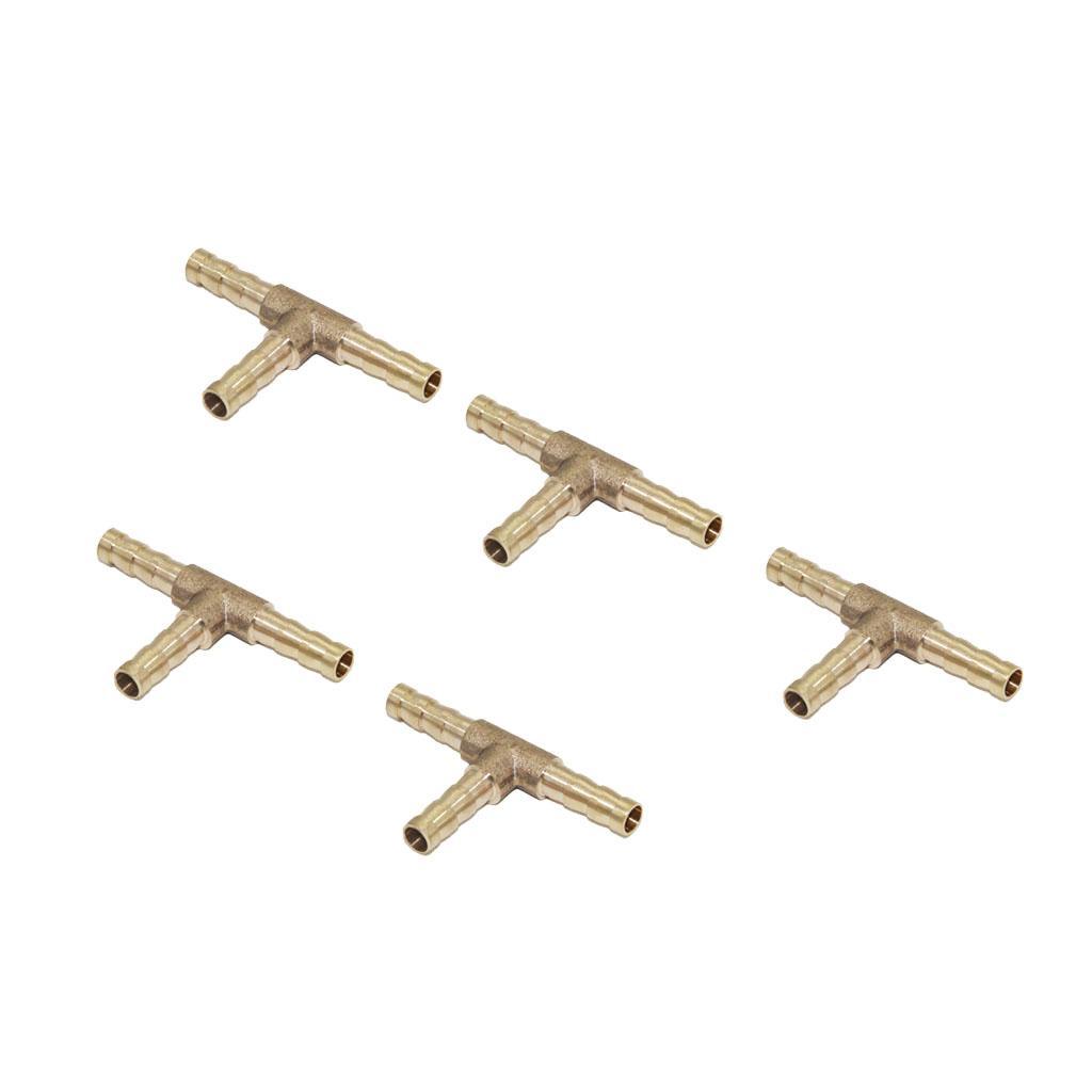 10pcs Brass Hose Barbed Adaptor Tee 3 Ways Pipe Fittings Connector Joint