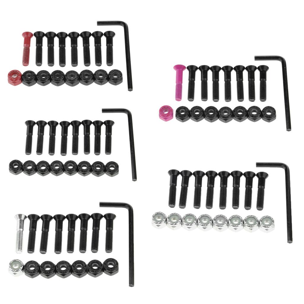 1 Set Skateboard Longboard Hardware with with L wrench 8 Black