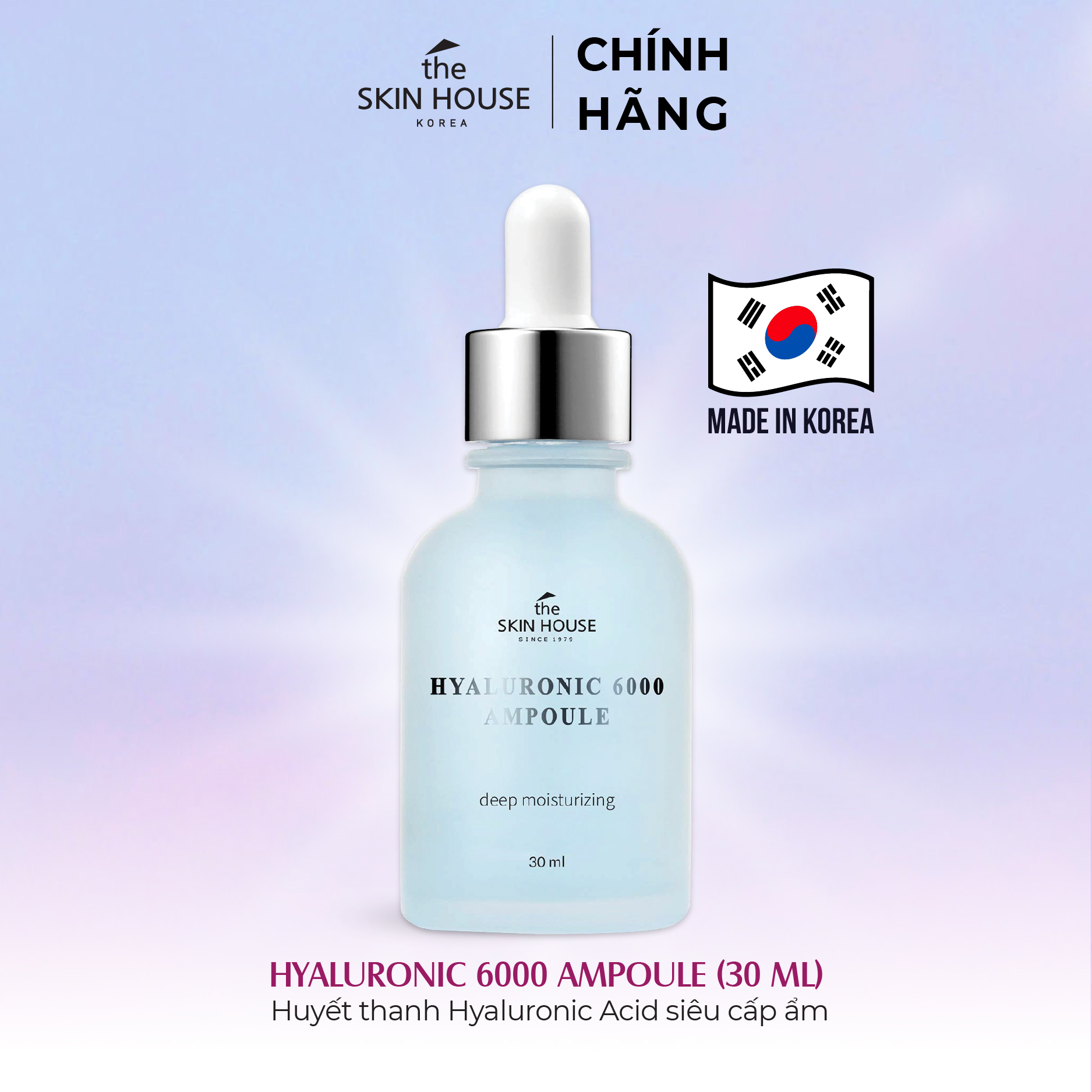 T70 Huyết thanh Hyaluronic Acid siêu cấp ẩm - HYALURONIC 6000 AMPOULE 30ml